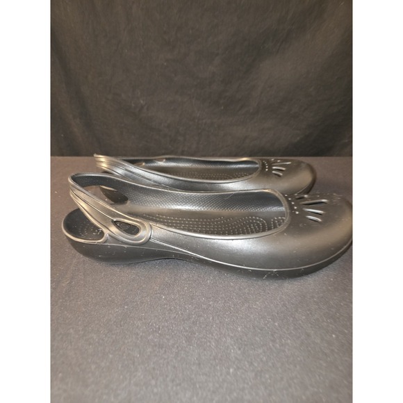 Crocs Shoes Womens 9 Alice Mary Jane Flats Comfort Black Rubber Slip On Low Top - Picture 7 of 9